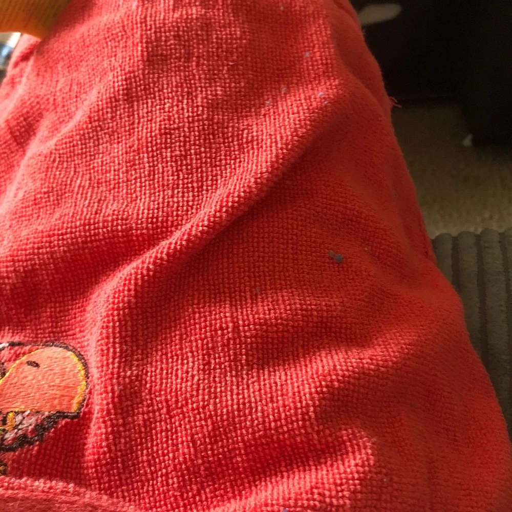 Red wash Cloth  with Colorful Parrot Patch